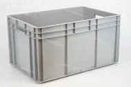 Евроконтейнер EC-6432.3(600х400х320 мм) сплошной с усиленным дном (Серый, с открытыми ручками)
